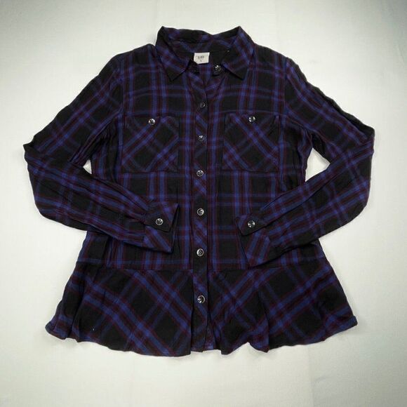 Cabi Moody Checkered Plaid Peplum Blouse Top - Picture 2 of 8